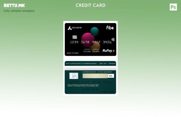 Шаблон за кредитна картичка во модерен стил India Axis Bank Fibe RuPay